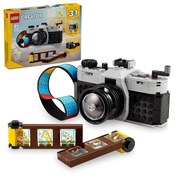 Creator 3 in 1 Retro Camera Toy, Transforms from Toy Camera to Retro Video Camera to Retro TV Set, Photography Gift for Boys and Girls Ages 8 Years Old and Up Who Enjoy Creative Play, 31147