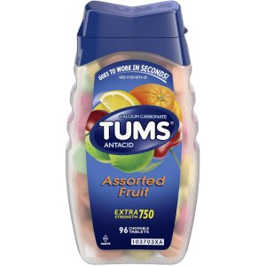 TUMS Smoothies Berry Fusion Extra Strength Antacid Chewable Tablets for Heartburn Relief, 96 Tablets