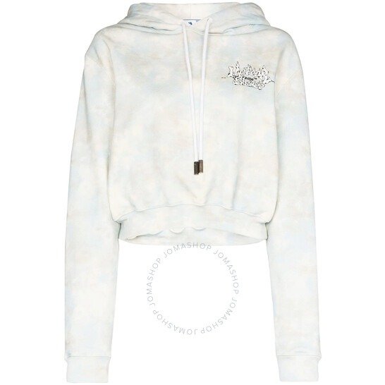 Cropped Tie-Dyed Hoodie in Light Blue