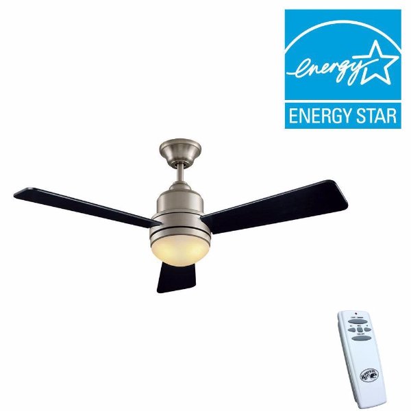 Hampton Bay Trieste 52 in. Indoor Brushed Nickel Ceiling Fan with Light Kit and Remote Control-68042 - The Home Depot