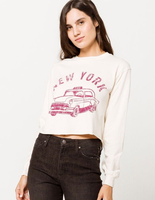 C&P BRANDED New York Taxi Womens Crop Tee