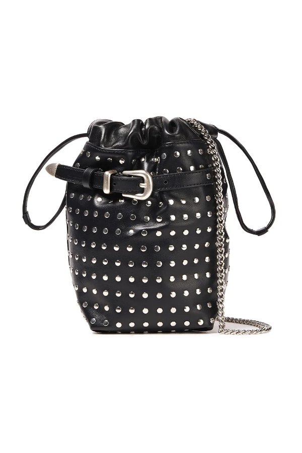 Belty studded leather bucket bag