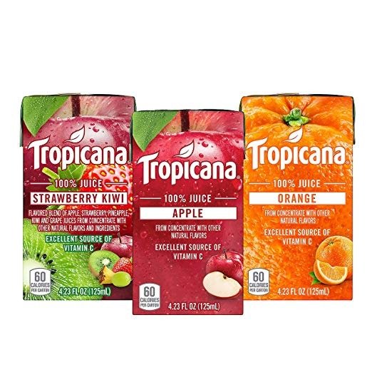  Tropicana 100% 果汁3口味混合装 (橙、萍果及草莓猕猴桃) 4.23oz 44盒