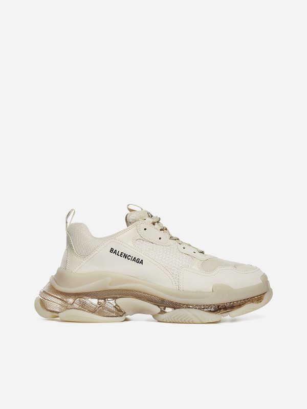 Triple S Clear Sole mesh and faux-leather sneakers