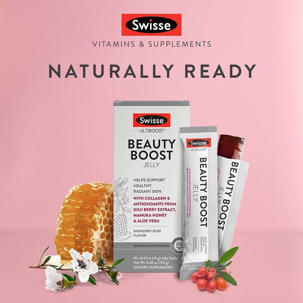 Swisse Ultiboost Beauty Boost Jelly Sticks, Raspberry Rose 10 Count