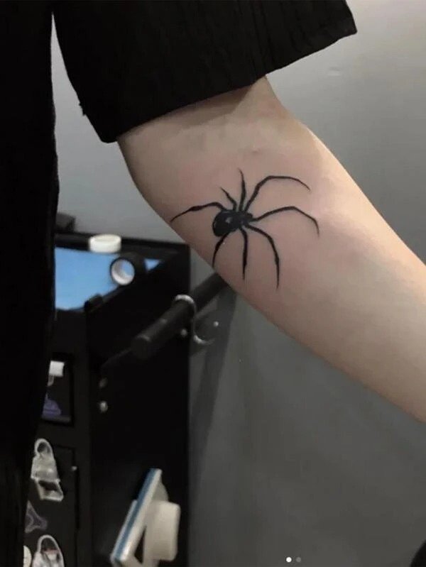Temporary Fake Tattoo, 1Sheet Pvc Spider Print Tattoo Sticker Halloween Parties For Women & Men