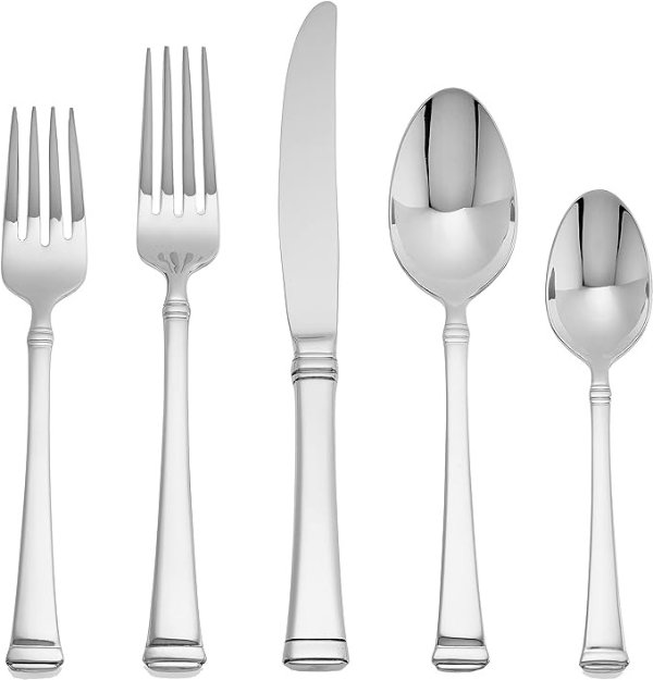 Harmony 45-Piece 18/10 Stainless Steel Flatware Set with Serving Utensil Set, Service for 8