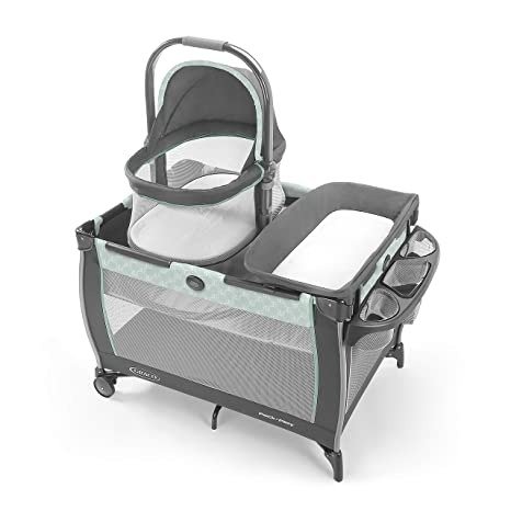 Pack 'n Play Day2Dream Bassinet Playard | Features Portable Bedside Bassinet, Diaper Changer, and More, Mills
