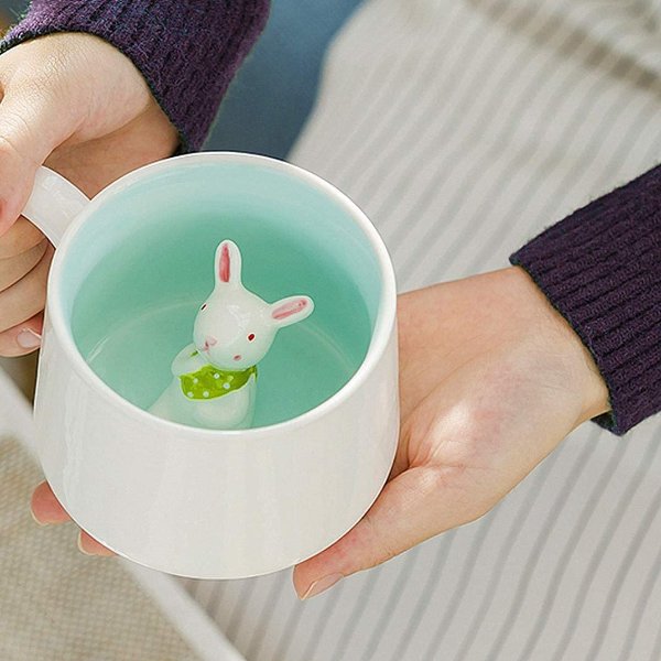 luckyse 超可爱立体小兔子陶瓷马克杯