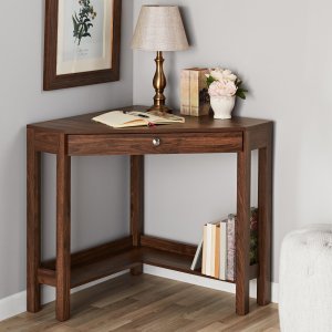 Mainstays Corner Writing Desk with Drawer and Lower Shelf
