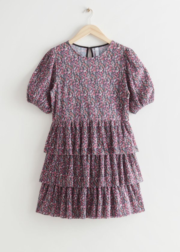 Tiered Printed Mini Dress