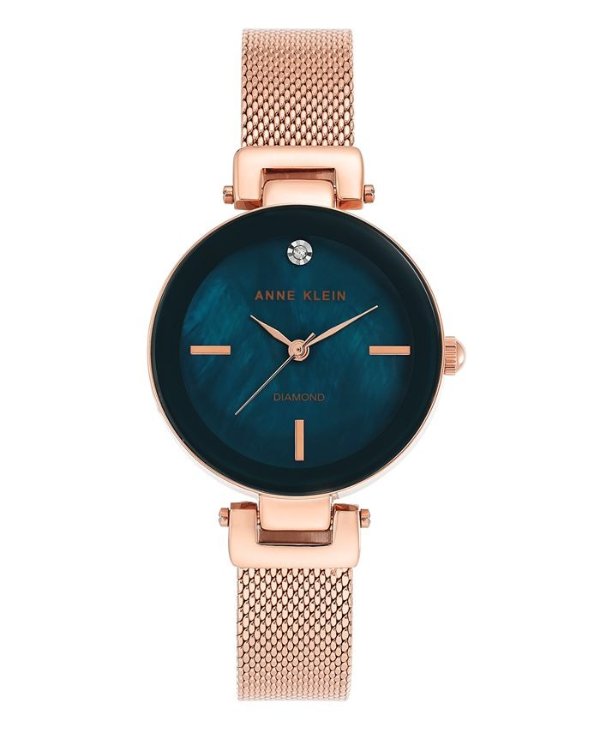 Rose Gold-Tone Stainless Steel Mesh Bracelet Watch 30mm
