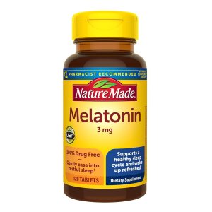 Nature Made Melatonin 3mg Tablets, 100% Drug Free Sleep Aid for Adults, 120 Tablets, 120