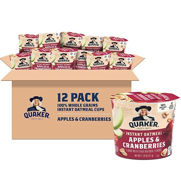 Instant Oatmeal Express Cups, Apples & Cranberries, 12 Count