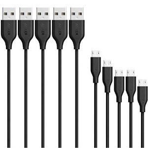 5-Pack Anker Powerline Micro USB Charging Cables
