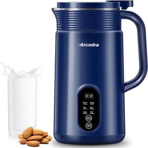 Automatic Nut Milk Maker, 20 oz Homemade Almond, Oat, Soy, Plant-Based Milk and Dairy Free Beverages, Almond Milk Maker with Delay Start/Keep Warm/Boil Water, Soy Milk Maker with Nut Milk Bag, Blue
