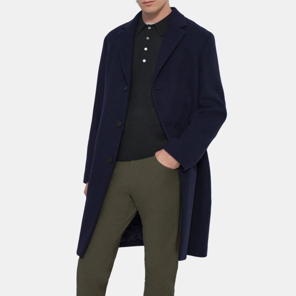 Theory Outlet Theory Single-Breasted Coat in Recycled Wool Melton