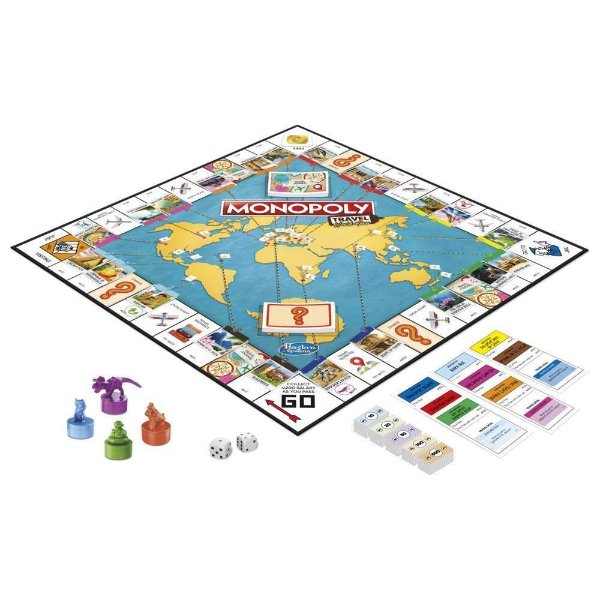 Monopoly Travel World Tour Board Game for Families and Kids Ages 8+, Includes