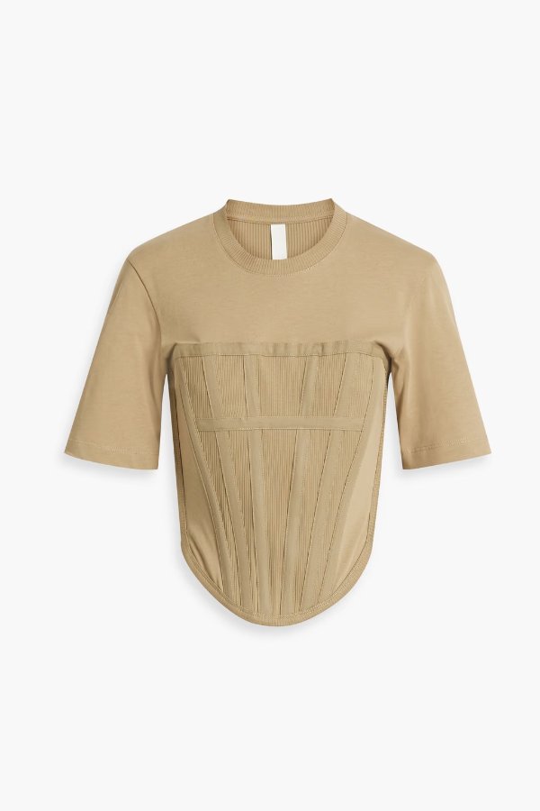 Cropped ribbed cotton-jersey T-shirt