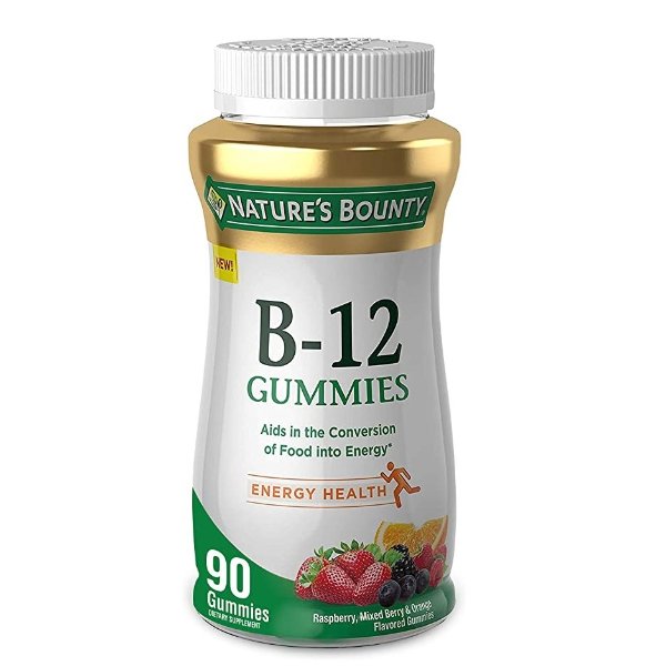 Vitamin B12 Gummies by Nature's Bounty, Dietary Supplement, Supports Energy Metabolism and Nervous System Health, Mixed Berry Flavor, 500mcg, 90 Gummies