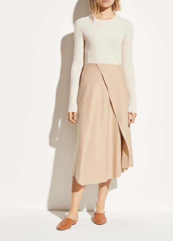 Asymmetric Drape Flannel Skirt
