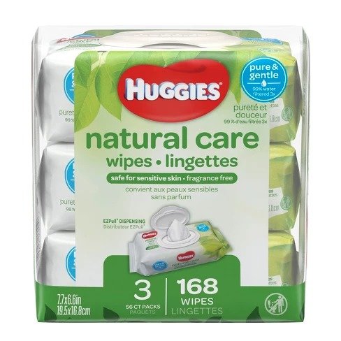 Natural Care 3pk Baby Wipes Unscented - 168ct