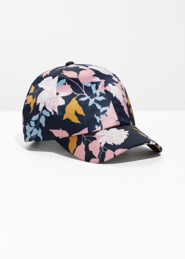 Printed Satin Cap - Blue Floral - Caps - & Other Stories US