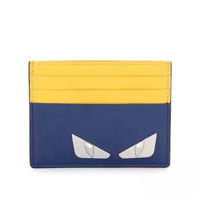 Monster Eyes Leather Card Case, Blue/Yellow