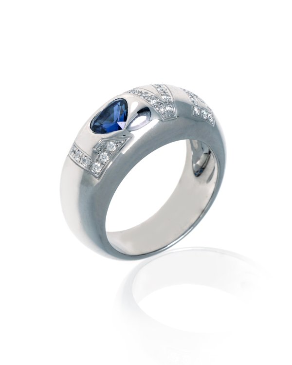 18k White Gold Diamond And Sapphire Ring Sz 6.25 822900-1310