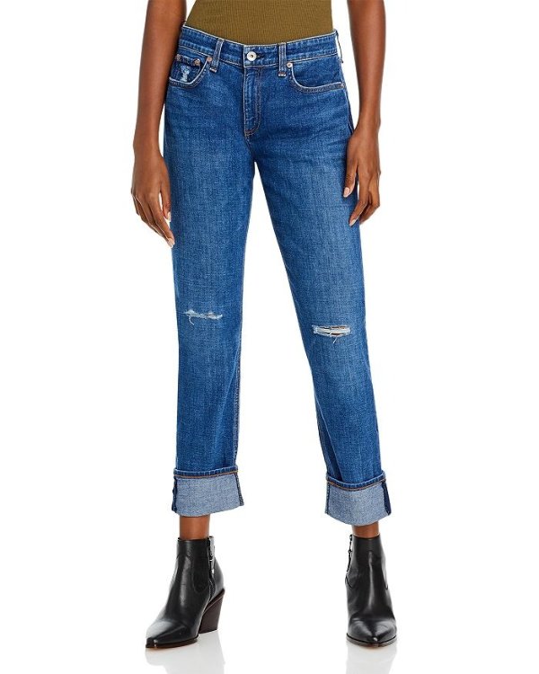 Miss Dre Low-Rise Jeans in Mission With Holes