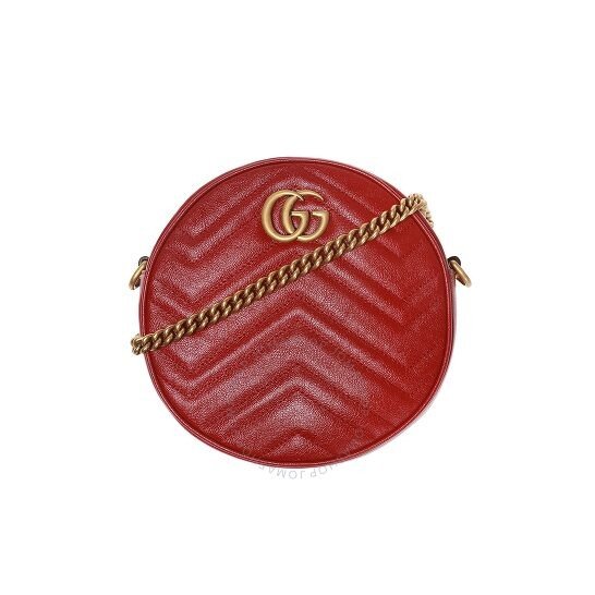 Gg Marmont Mini Leather Round Shoulder Bag