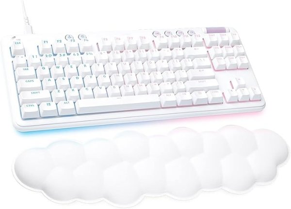 G713 Wired Mechanical Gaming Keyboard with LIGHTSYNC RGB Lighting, Clicky Switches (GX Blue), and Keyboard Palm Rest, PC and Mac Compatible, White Mist
