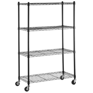 $32.39 AmazonBasics 4层金属储物架带滚轮 2色可选