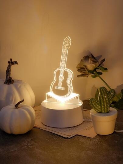 1pc Guitar Design Decoration Light, Modern ABS 3D Decorative Light For Home