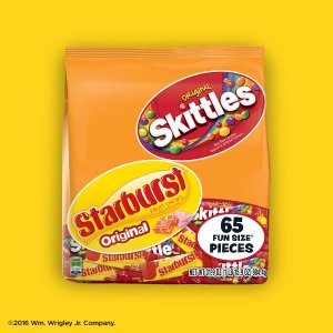 Skittles and Starburst Original Candy Bag, 65 Fun Size Pieces, 31.9 ounces