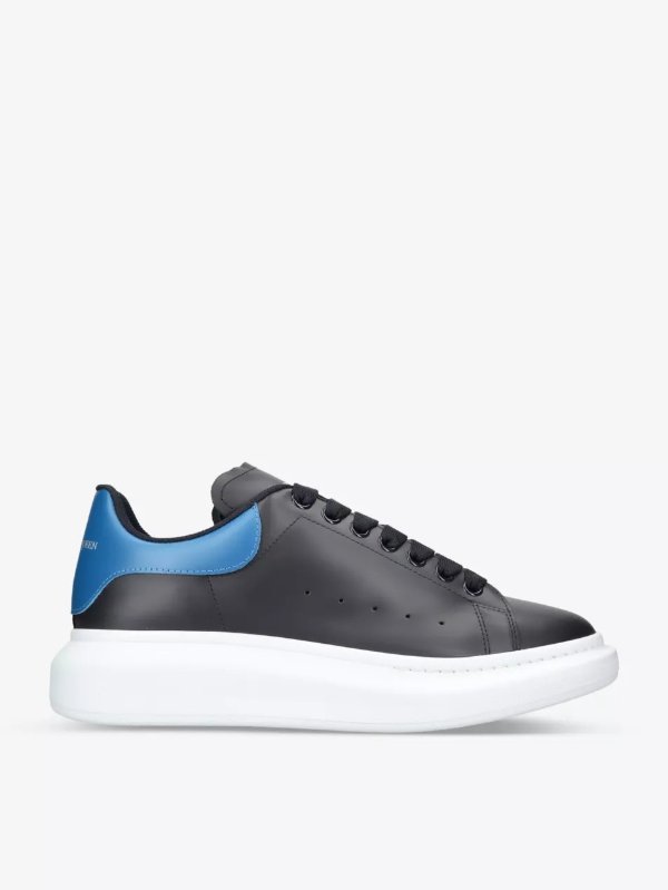 Show platform-sole leather low-top trainers