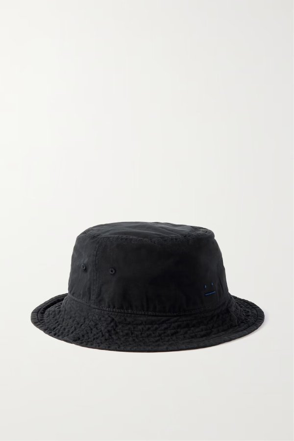 Appliqued embroidered cotton-twill bucket hat