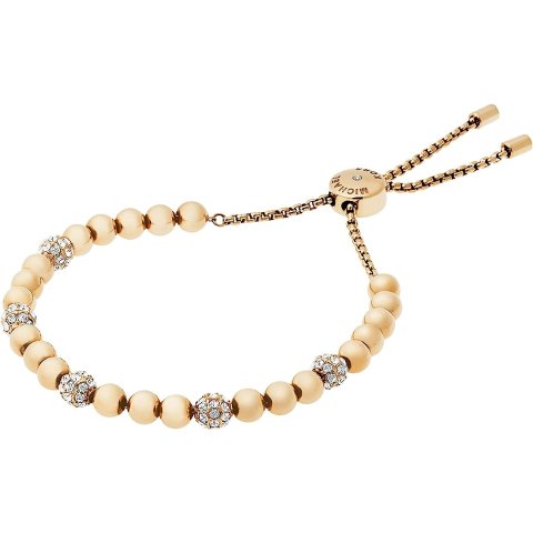 Women s Stainless Steel Gold-Tone Slider Bracelet with Crystal Accents