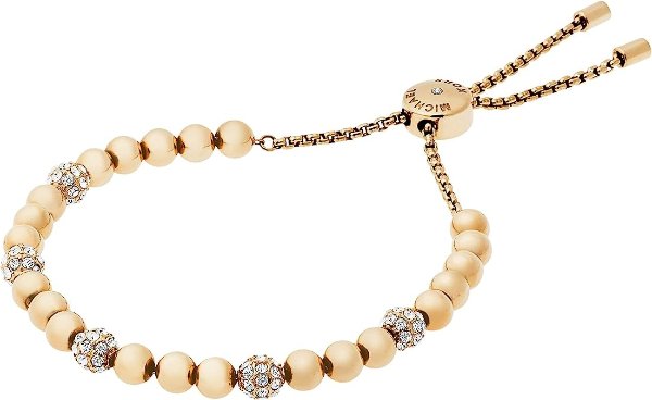 Women's Stainless Steel Gold-Tone Slider Bracelet with Crystal Accents