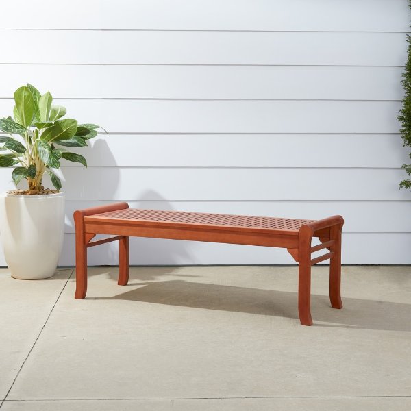 Malibu Eco-Friendly 4' Backless Outdoor Hardwood Garden Bench - Transitional - Outdoor Benches - by Vifah