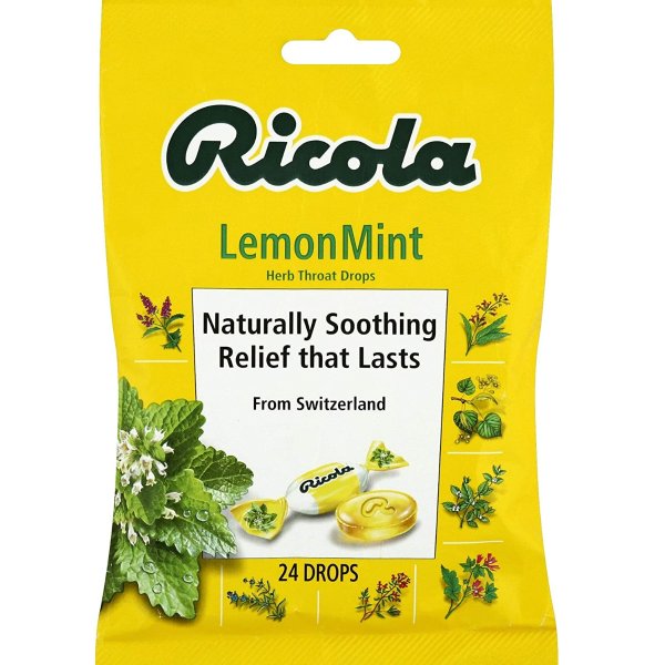Ricola Herb Cough Suppressant Throat Drops, LemonMint, 24 Drops