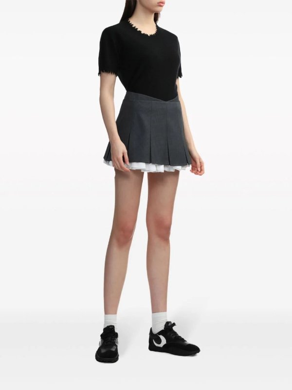 ruffled-trim pleated miniskirt