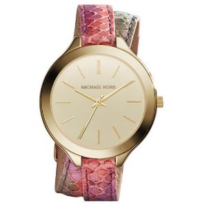 Michael Kors Double Wrap Leather Strap Watch, 42mm