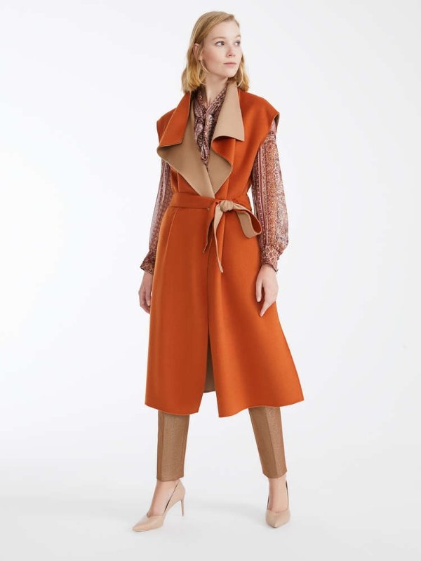 Wool, cashmere and silk gilet, orange -