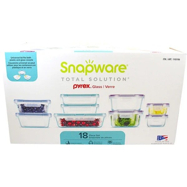 Snapware Pyrex Glass Food Storage Set, 18 ct