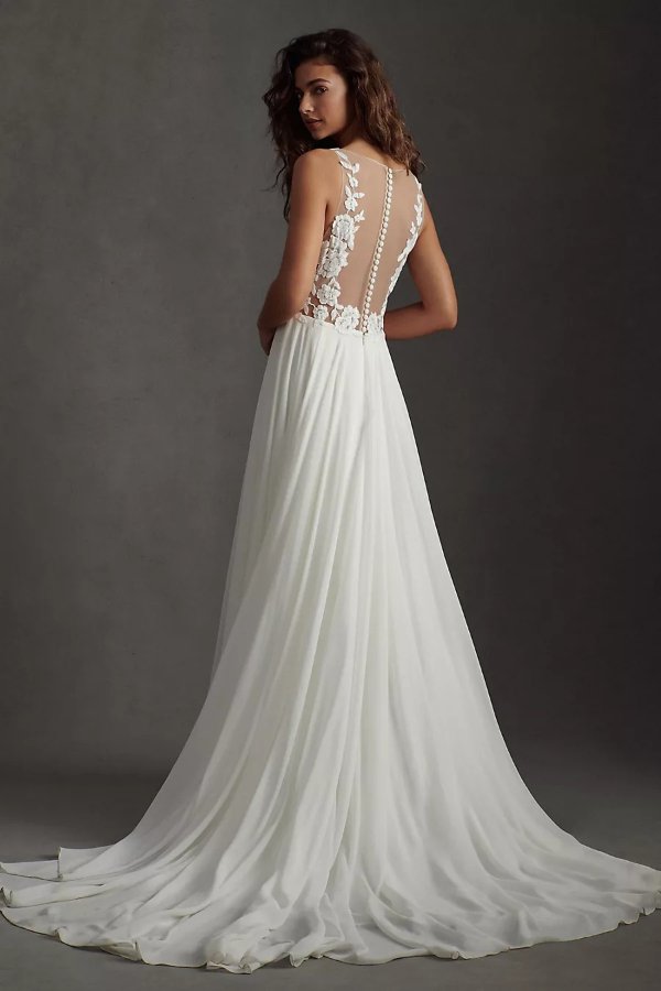 Jenny by Jenny Yoo Elinor Deep V-Neck Lace & Illusion Wedding Gown