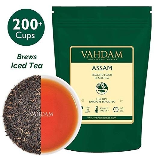Assam Black Tea Leaves (200+ Cups), STRONG, MALTY & RICH, Loose Leaf Tea, 100% Pure Unblended, Single Origin Black Tea Loose Leaf, Brew Hot Tea, Iced Tea, Kombucha Tea, FTGFOP1 Long Leaf Grade, 16oz