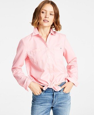 Cotton Easy-Care Collared Button-Up Shirt