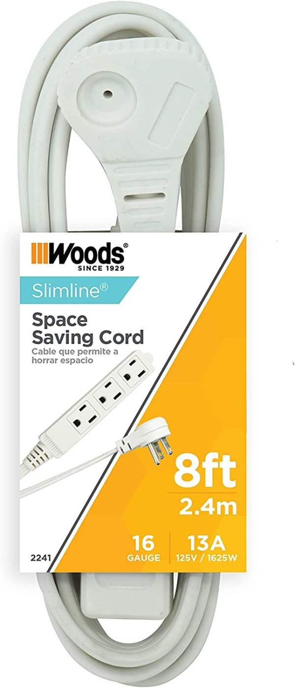 Woods SlimLine 2241 16/3 Flat Plug Indoor Extension Cord