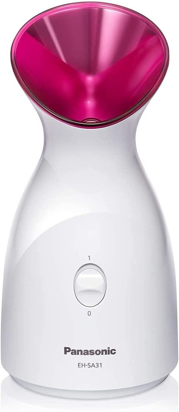 Nano Ionic Compact Design with One-Touch Operation Facial Steamer with Ultra-Fine Steam - Spa Like Face Steaming At Home to Moisturize and Deeply Cleanse Skin, White / Pink